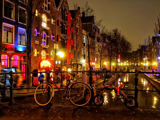 Amsterdam bei Nacht Grachtengürtel Fahrrad